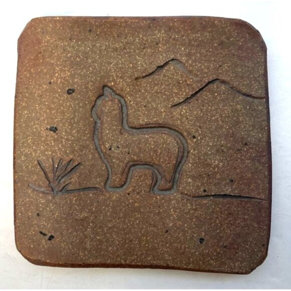 Handmade Sandstone Coasters With Llama & Mountain Design Set Of 4 Felt-Backed - Picture 9 of 9